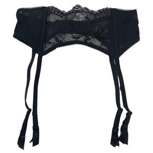 NWOT La Perla Black Floral Lace Suspender Garter Belt Italian Lingerie Size M